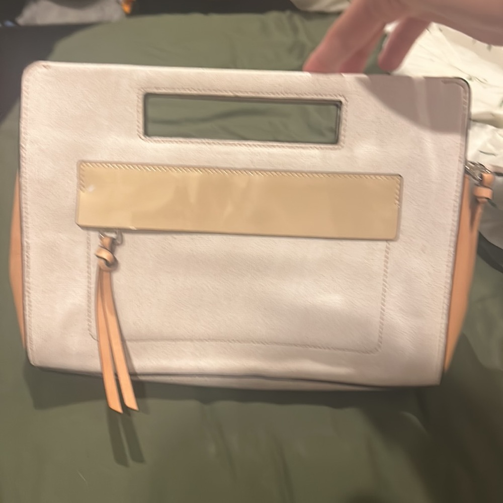 Tan coach clutch with built in handles - Picture 2 of 3